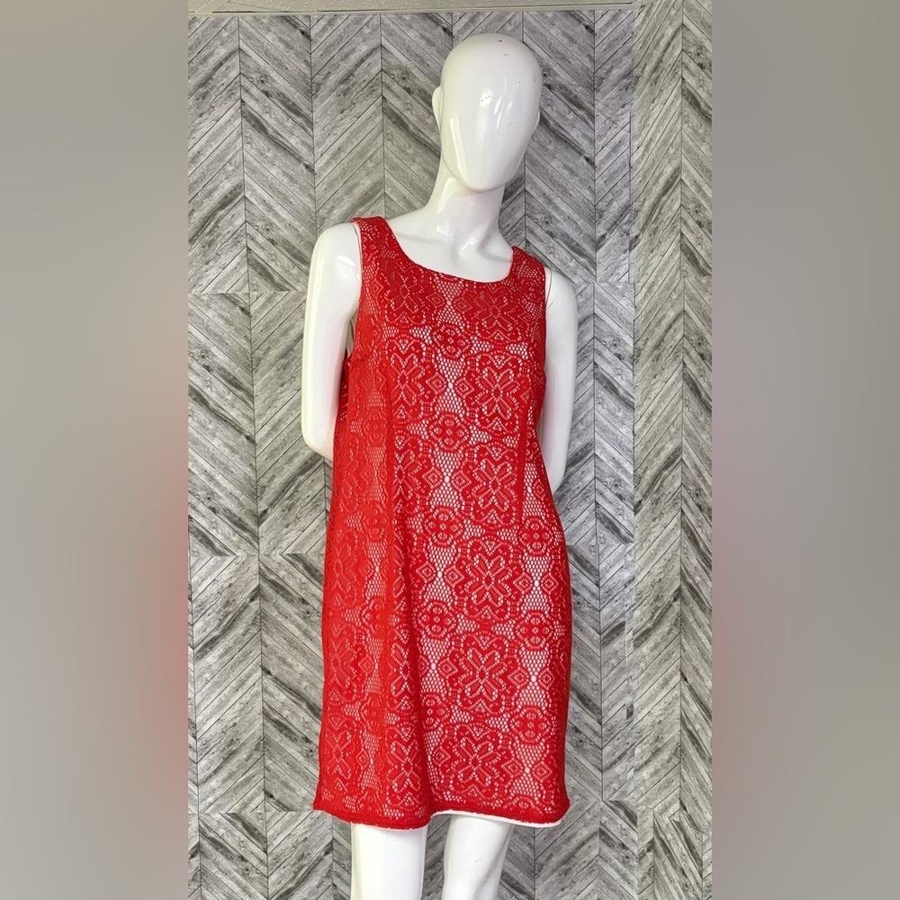 Reitmans Red Lace Dress with Cream Lining, size large